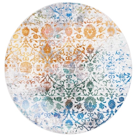 Safavieh 6 ft. 5 in. x 6 ft. 5 in. Aria Power Loomed Round Area Rug; Grey & Green ARA134F-6R